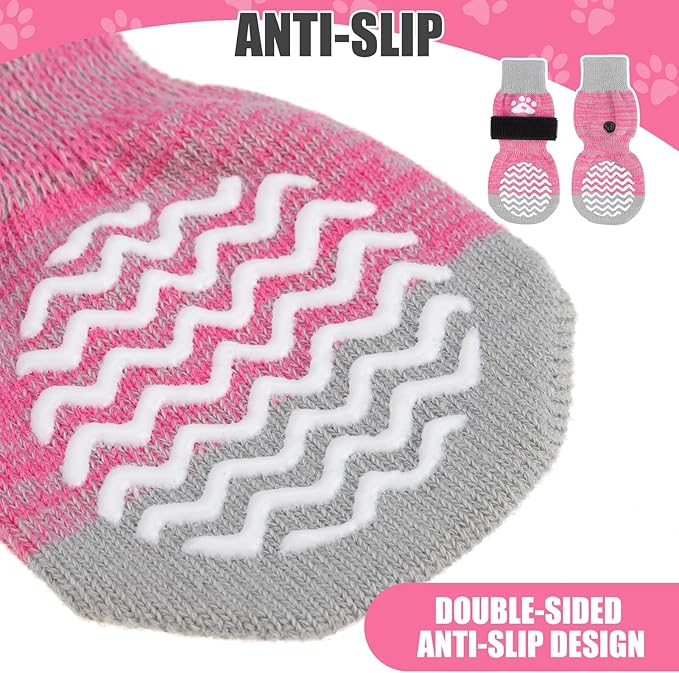 PUPTECK Non-Slip Dog Socks Double Sides Grips for Hardwood Floors Prevents Licking, Dog Shoes for Hot Pavement Booties for Senior Small Medium Large Dogs