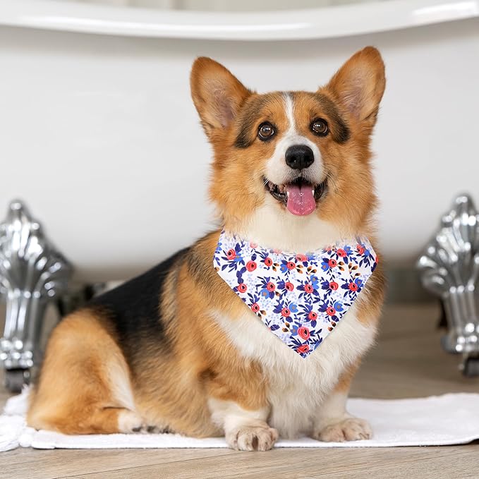 Dog Collars and Bandanas - Soft Adjustable Fancy Floral Boys Girls Puppy Collar for Small Medium Large Dogs.