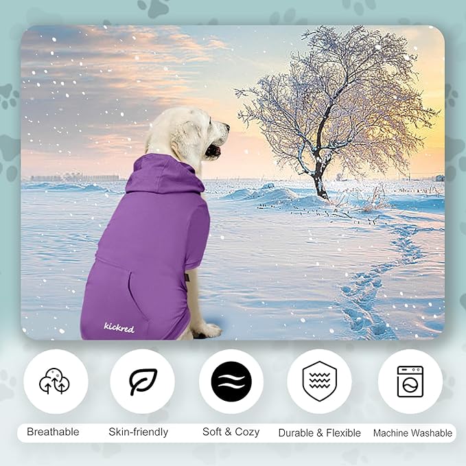 2 Pieces Basic Cotton Dog Hoodie Sweater, Soft Pet Clothes Dog Sweatshirts, Dog Outfit Coat Pullover with Pocket and Leash Hole for Small Medium Large Dogs Dark Grey & Purple/Sleeved(XX-Large)