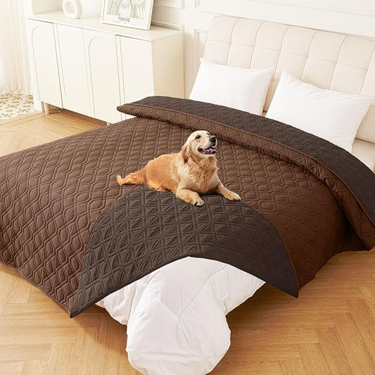 hyha Waterproof Dog Bed Blanket, Soft Pet Blankets, Waterproof Couch Cover for Dogs, Reversible Sofa Covers Washable for Furniture (82x120 Inch, Chocolate/Brown)