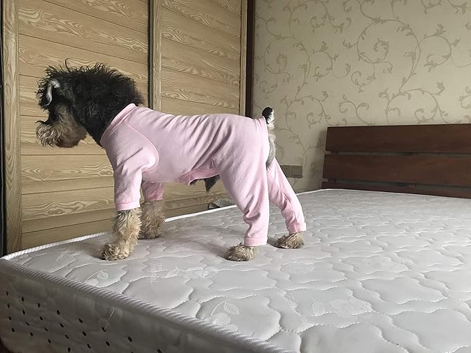 Lovelonglong Four Feet Dog Lightweight Pajamas, Pure Cotton Dog Jumpsuits 4 Legs Dog Onesies T-Shirt Stylish PJS Puppy Costume for Large Medium Small Dogs Pink M