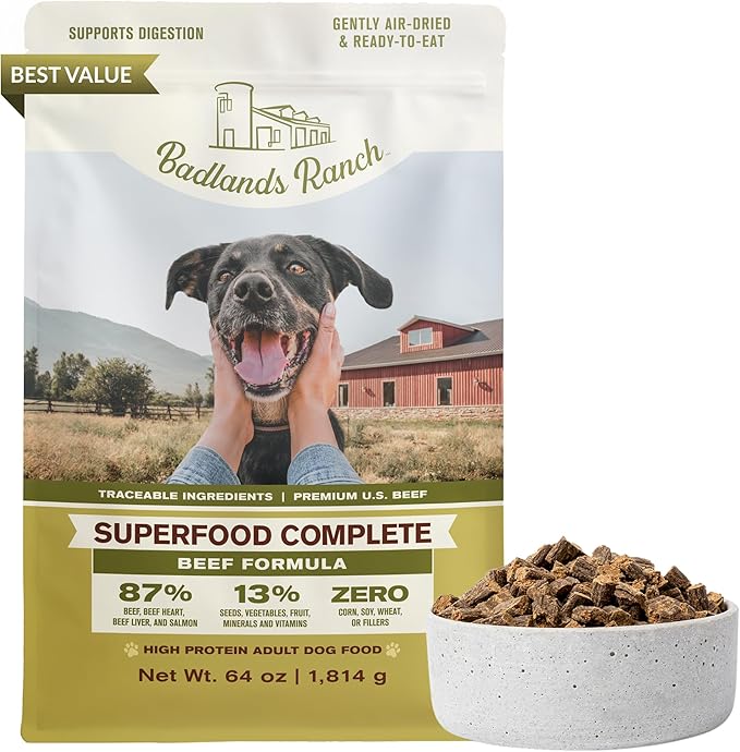 Superfood Complete, Air-Dried Adult Dog Food - High Protein, Zero Fillers, Superfood Nutrition by Katherine Heigl (64 oz., Beef Formula)