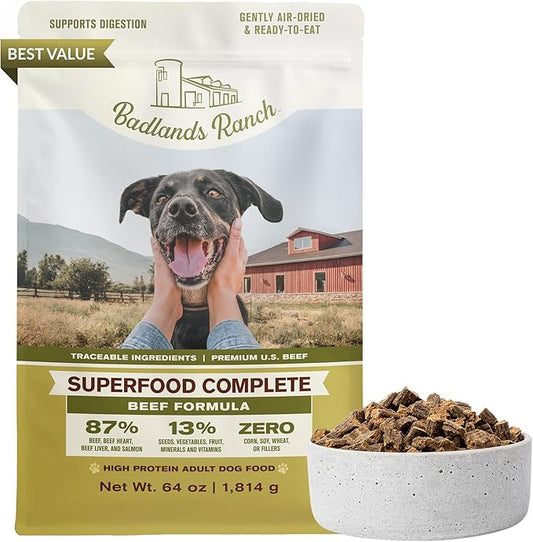 Superfood Complete, Air-Dried Adult Dog Food - High Protein, Zero Fillers, Superfood Nutrition by Katherine Heigl (64 oz., Beef Formula)
