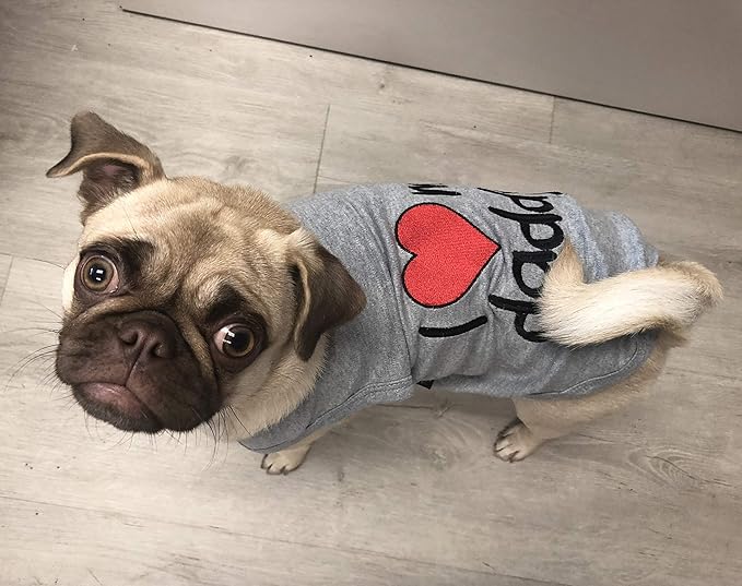 Parisian Pet Unisex Dog T-Shirt - Embroidered 'I Love My Daddy' Fathers Day Tee Shirt - Breathable, Sleeveless Pet Clothes - Dog Shirts for Small Dogs - XS