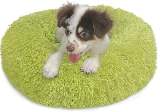 Calming Small Dog Bed - Anti-Anxiety, Machine Washable, Fluffy Luxury, Anti-Slip, Waterproof, Warming, Cozy Soft, Round