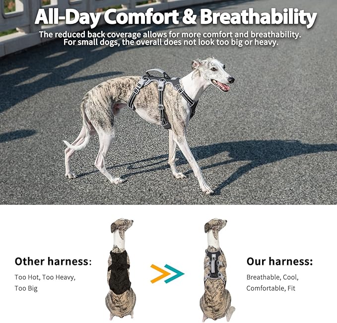 Escape Proof Dog Harness, Secure Dog Harness No Escape, Fully Reflective Harness with Handle, Breathable, Durable, Adjustable Vest for Small Dogs Walking, Training, and Running Gear (Black,S)