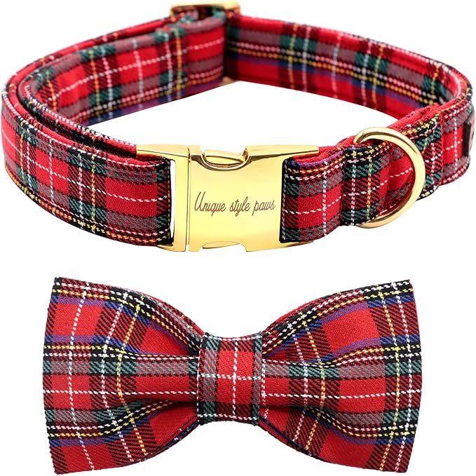 Unique style paws Christmas Dog Collar Bow tie Collar Adjustable Collars for Dogs Small Medium Large