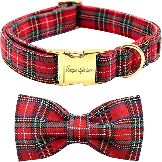 Unique style paws Christmas Dog Collar Bow tie Collar Adjustable Collars for Dogs Small Medium Large