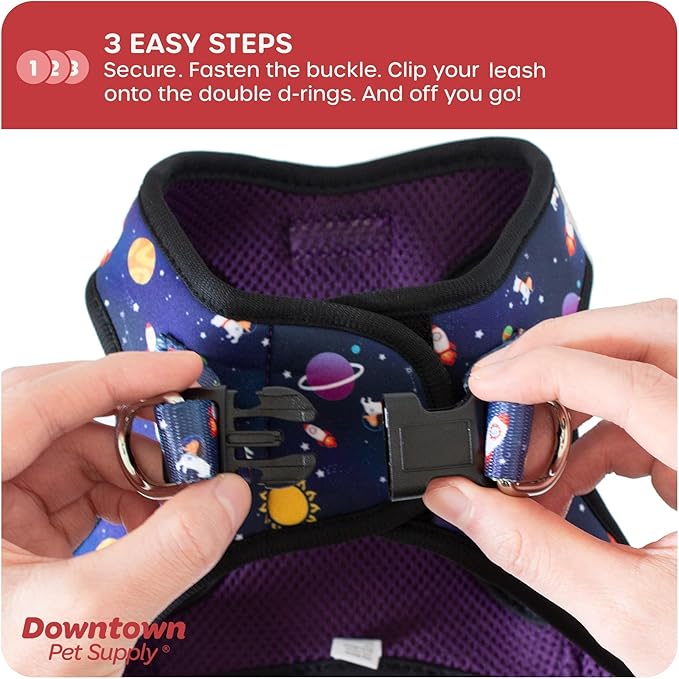 Downtown Pet Supply Step in Dog Harness for Small Dogs No Pull, X-Small, Space - Adjustable Harness with Padded Mesh Fabric and Reflective Trim - Buckle Strap Harness for Dogs