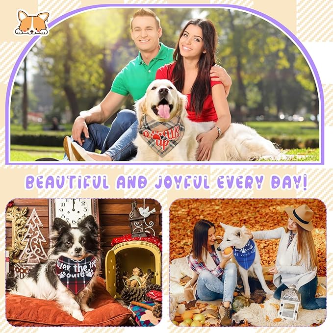 Buryeah 500 Pcs Plaid Dog Bandanas Bulk for Groomers Pet Scarf Puppy Bibs with Cute Sayings Adjustable Washable Pet Spring Summer Accessories for Small to Large Dogs Cats(Assorted Plaid)