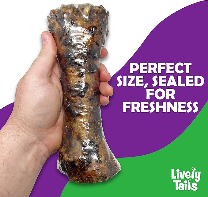 Liver Coated Dog Bones for Aggressive Chewers, Chew Bone for Large Dogs, Beef Shin Large Bone, Long Lasting Dog Bones, 2 Pack