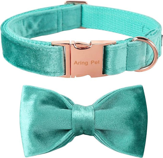 ARING PET Bowtie Dog Collar-Velvet Dog Collars with Removable Bowtie, Cute & Comfortable Dog Collar.