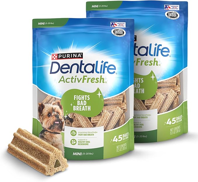 DentaLife ActivFresh Pack of 2 Dog Chews for Small Dogs, Dental Chеws to Freshen Breath, Chicken Flavor, 13.5 oz. each, 45 Chеws each/90 Total Chews - 45 ct. Pouch