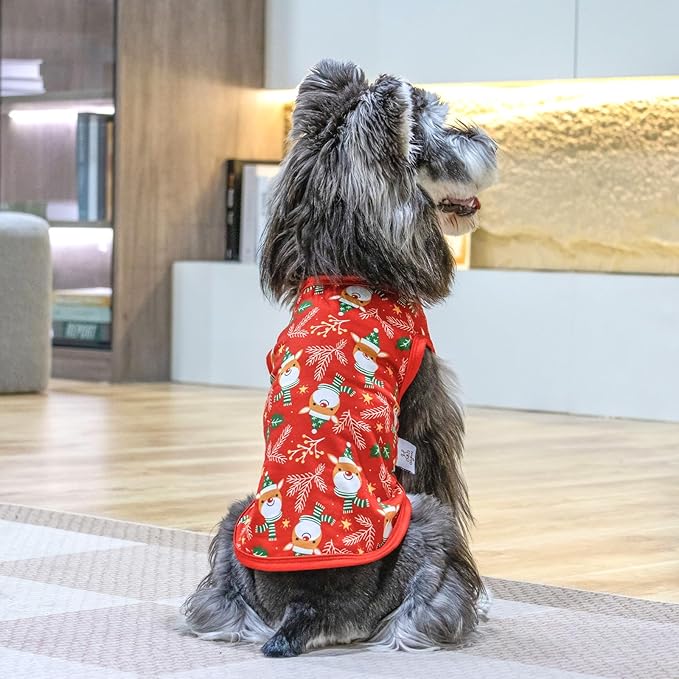 CuteBone Dog Christmas Shirts 2-Pack Soft Pet Clothes Breathable Summer Vest for Small Puppy and Stretchy Cat Apparel 2BX16S