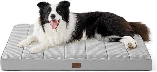 Bedsure Cooling Dog Bed for Large Dogs - Orthopedic Waterproof Puppy Beds with Removable Washable Cover, Egg Crate Foam Pet Mat, Suitable for Pet Up to 65 lbs
