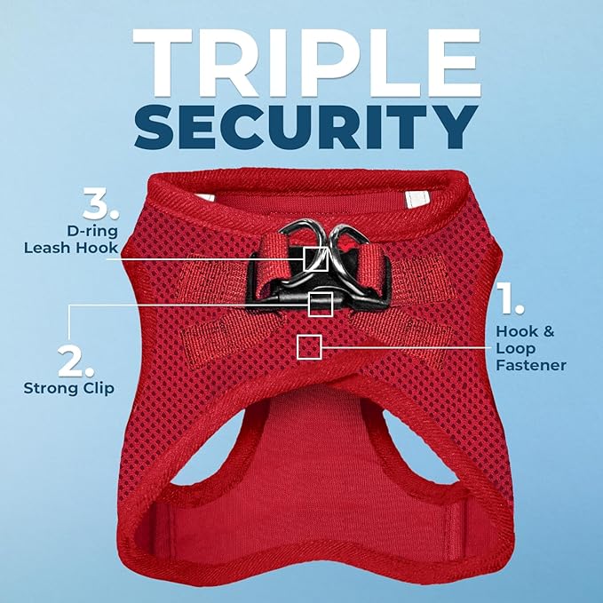 Voyager Step-in Air All Weather Mesh Harness and Reflective Dog 5 ft Leash Combo with Neoprene Handle, for Small, Medium and Large Breed Puppies by Best Pet Supplies - Harness Leash Set (Red), XL