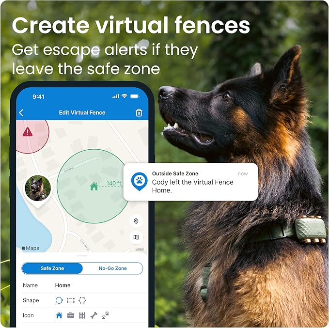 Tractive XL GPS Dog Tracker (50 lbs+) | Real-time Pet Location Tracker | Health & Wellness Alerts | Virtual Fence for Dogs | Dog Collar Attachment (Green)