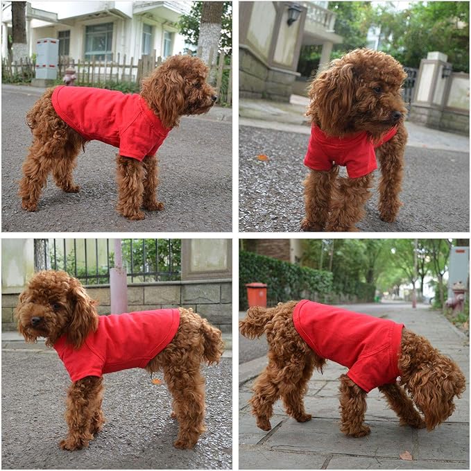 Lovelonglong Pet Clothing Dog Costumes Basic Blank T-Shirt Tee Shirts for Small Dogs Red L