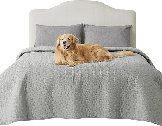 Bedsure 100% Waterproof Couch Cover for Dogs Washable - Non Slip Waterproof Dog Blanket for Bed, Lightweight Furniture Protector Durable for Pet Cat Puppy with Non-Slip Bottom, Grey, 82x120IN