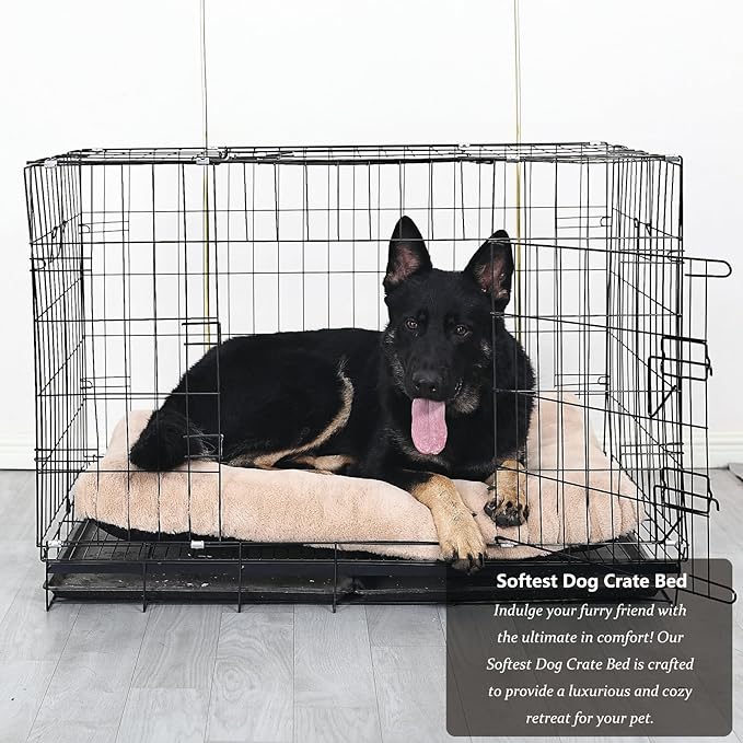 nononfish Dog Crate Bed 48 x 30 Washable fit Metal Crates or Kennel,XXL Kennel Mat for Extra Large Dogs with Anti-Slip Bottom,Jumbo Plus Pet Sleeping Mattress for up to 100 lbs Dogs,Light Brown
