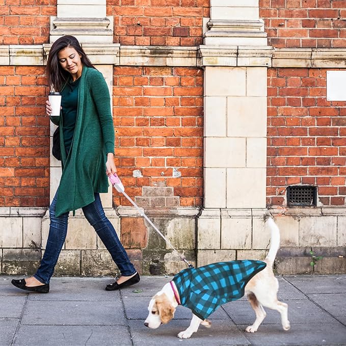 Plaid Dog Sweaters Hoodies Sweatshirts for Dogs Cats, Warm and Soft Cold Weater Coats for Christmas (Blue, XX-Large)