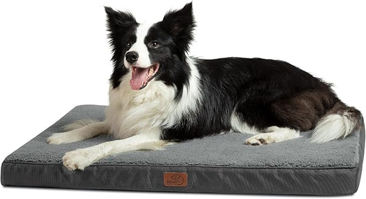 Bedsure Large Dog Bed for Crate - Orthopedic Waterproof Puppy Beds with Removable Washable Cover, Egg Crate Foam Pet Mat, Suitable for Pet Up to 90 lbs