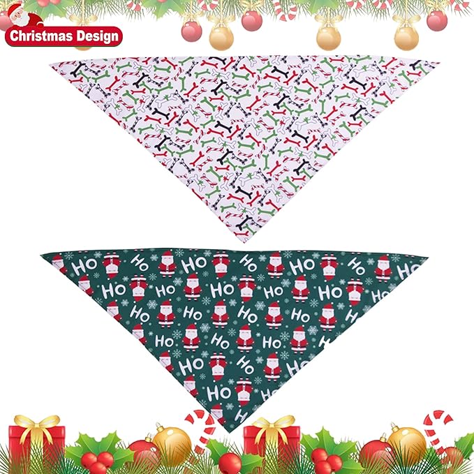 ADOGGYGO 4 Pack Dog Bandana Christmas Pet Scarf Triangle Bibs Kerchief Set Pet Christmas Costume Accessories Decoration for Medium Large Dogs (Large)