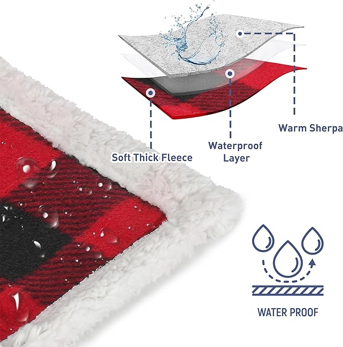 Kritter Planet Waterproof Blanket for Bed, Reversible Sherpa Fleece Protector Couch Cover for Pets, Liquid Proof Furniture Protector for Medium Large Dogs