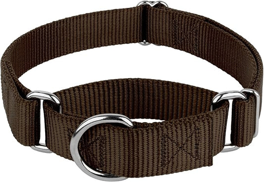 Country Brook Petz Martingale Dog Collar - Heavy-Duty Training Collar with No Buckle - Service Dog Collar for All Pups - Vibrant, Colorful Collection (Brown, 5/8 Inch, Extra Small)