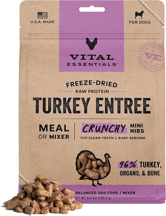 Vital Essentials® Freeze-Dried Raw Turkey Entree & Mixer Dog Food Crunchy Mini Nibs, 5.5 oz