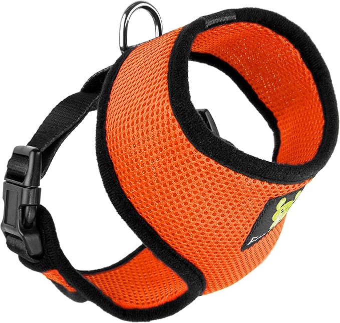 EcoBark Dog Harness - Eco-Friendly Max Comfort Harnesses - Luxurious Soft Mesh Halter - Over The Head Harness Vest- No Pull and No Choke for Puppy, Small Breeds & Medium Dogs (Large, Orange)