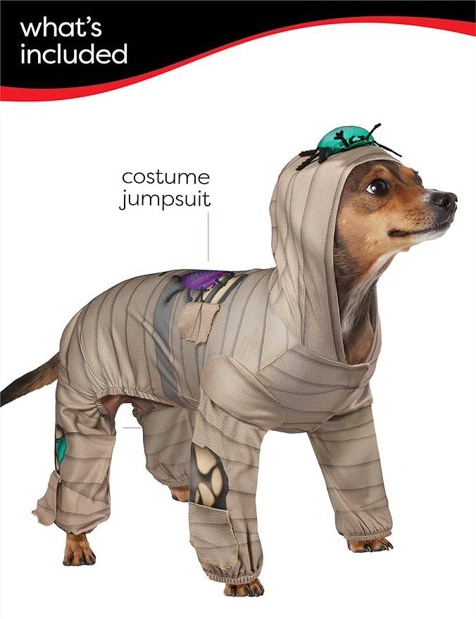 Rubies Mummy Fun and Cute Pet Costume Hooded Jumpsuit for Themed Parties and Halloween, Large