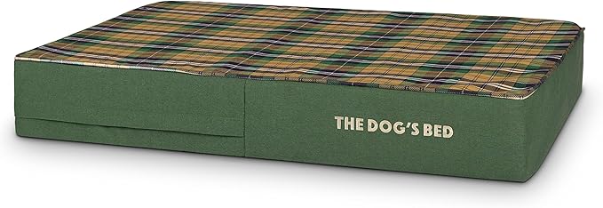 The Dog’s Bed Orthopedic Memory Foam Dog Bed, Large Green Tartan 40x25, Pain Relief for Arthritis, Hip & Elbow Dysplasia, Post Surgery, Lameness, Supportive, Calming, Waterproof Washable Cover