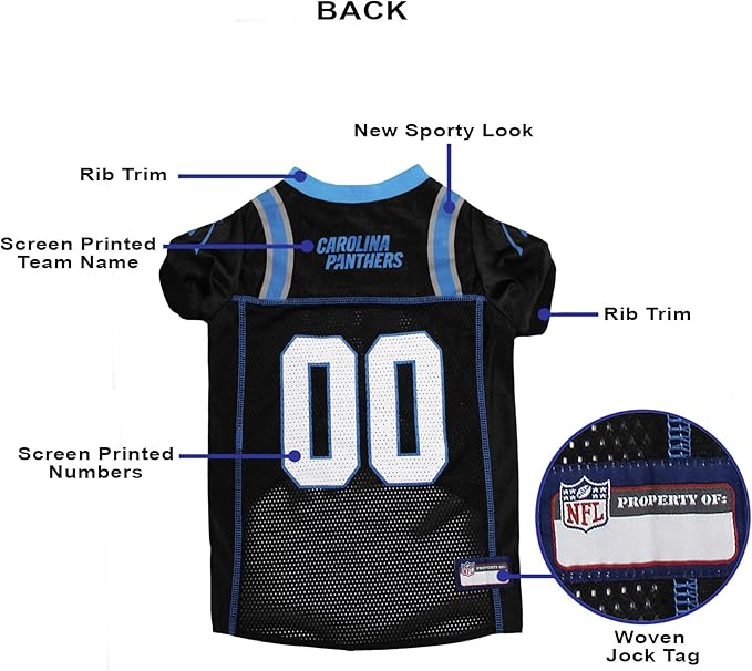 Pets First NFL Carolina Panthers Dog Jersey, Size Medium. Best Football Jersey Costume for Dogs & Cats. Licensed Jersey Shirt
