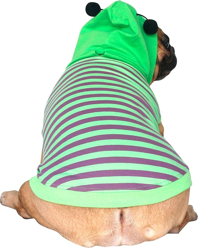 iChoue English Bulldog Bumble Bee Costumes Clothes Hoodies Shirts Vest for Medium Dogs Cold Weather Winter Coats French Frenchie Pug Pitbull Boston Terrier - Green Purple, XLarge
