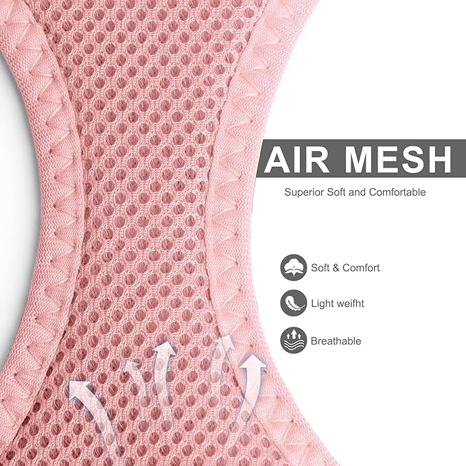 Fida Comfy Dog Harness with Leash, Soft Puppy Vest Escape Proof, Breathable Lightweight Soft Mesh, Adjustable Reflective Step-in Harness for Small Pet Walking (S, Pink)