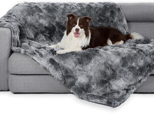 gogobunny Waterproof Dog Blanket for Large Dogs, Cats, Puppy, Reversible Faux Fur Pet Throw Blanket, Washable, Calming Furniture Protection for Sofa Bed (33x77 Inch (Pack of 1), Tie-dye Grey)