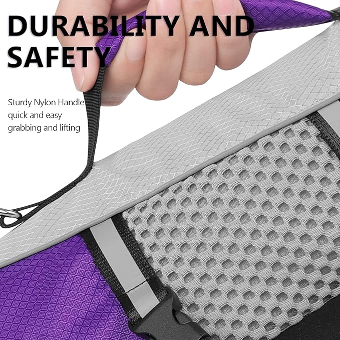 Queenmore Dog Life Jacket Swimming Vest Lightweight High Reflective Pet Lifesaver with Lift Handle, Leash Ring Purple,S