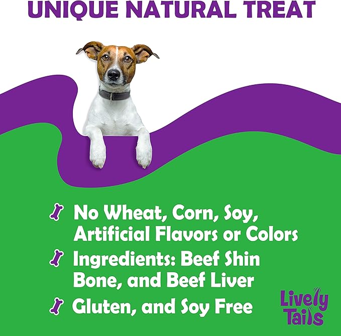 Liver Coated Dog Bones for Aggressive Chewers, Chew Bone for Large Dogs, Beef Shin Large Bone, Long Lasting Dog Bones, 2 Pack