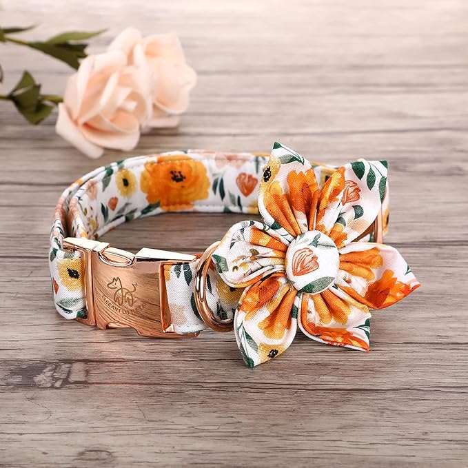 Elegant little tail Floral Girl Dog Collar for Female Dogs, Pet Collar Adjustable Dog Collars with Flower Gift for Small Dogs and Cats