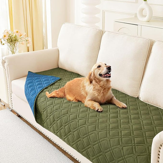 hyha Waterproof Dog Bed Blanket, Soft Pet Blankets, Waterproof Couch Cover for Dogs, Reversible Sofa Covers Washable for Furniture (30x70 Inch, Green/Navy Blue)