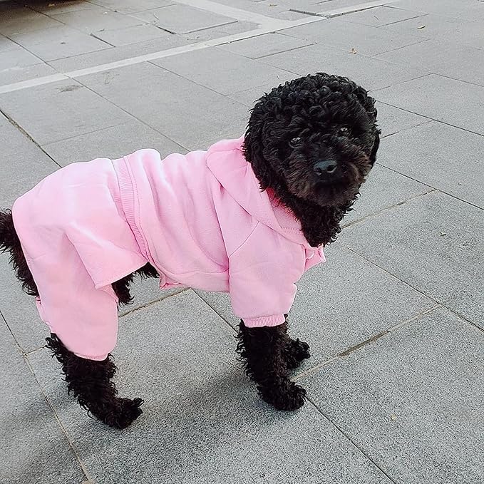 Dog Hoodie, Pet Jumpsuit Fleece Sweatshirt with Buttons, Dog Clothes, Dog Cold Weather Coats, Dog Pajamas, Winter Warm Cotton Puppy Hoodie 4 Legs Dog Clothes for Small Medium Large Dogs Cats Boy Girl