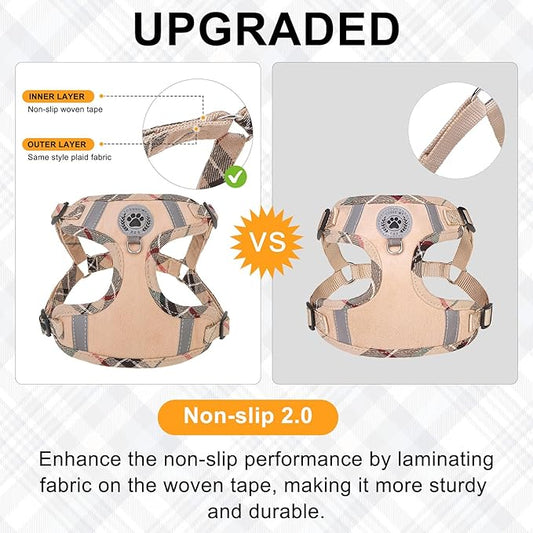 BEAUTYZOO Step in Dog Harness Collar and Leash Set for Small Medium Large Dogs, No Pull No Choke Puppy Harness,Soft Mesh Reflective Pet Padded Vest Adjustable for Doggie Girl or Boy,Chihuahua,Beige S