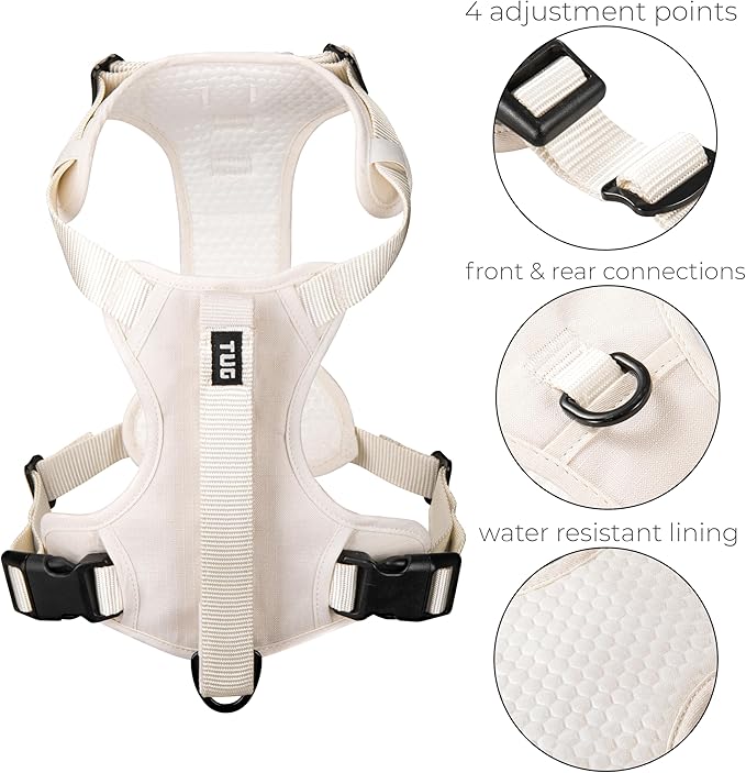 TUG Grab Dog Harness | Integrated Traffic Leash Magnetically Attached for Quick Control (Large/Cream)