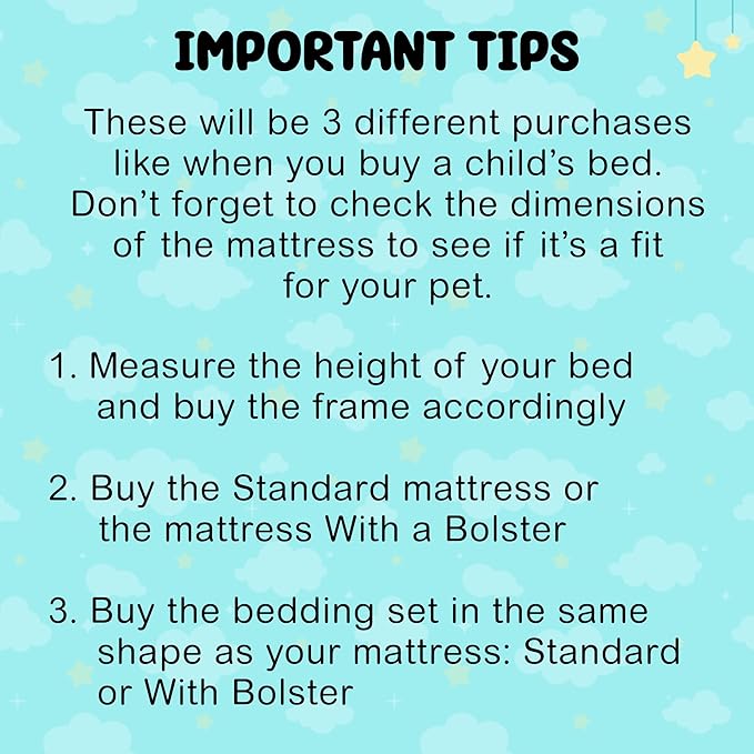 Dog Bed Frame - Wooden Raised Dog Bed Frame ONLY, Human-Style Freestanding Pet Bedside Cosleeper for Dogs & Cats, Wood Bunk Bassinet for Small, Medium & Large Breeds (Medium Profile)