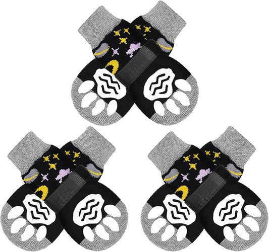 PUPTECK Non-Slip Dog Socks Double Sides Grips for Hardwood Floors Prevents Licking, Dog Shoes for Hot Pavement Booties for Senior Small Medium Large Dogs