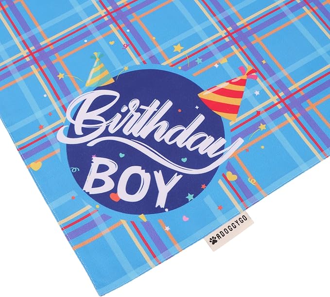 ADOGGYGO Dog Birthday Party Supplies, Blue Birthday Boy Bandana, Bowtie, Numbers, Party Hat for Extra Large Dogs (X-Large)