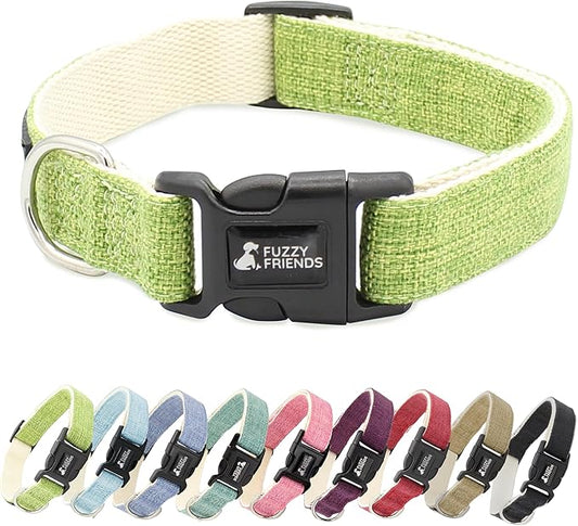 Green Hemp Dog Collar - Hypoallergenic Dog Collar - Comfortable for Sensitive Skin or Allergies with no Harsh Dyes or Chemicals - 5 Sizes from X-Small to x-Large Breeds
