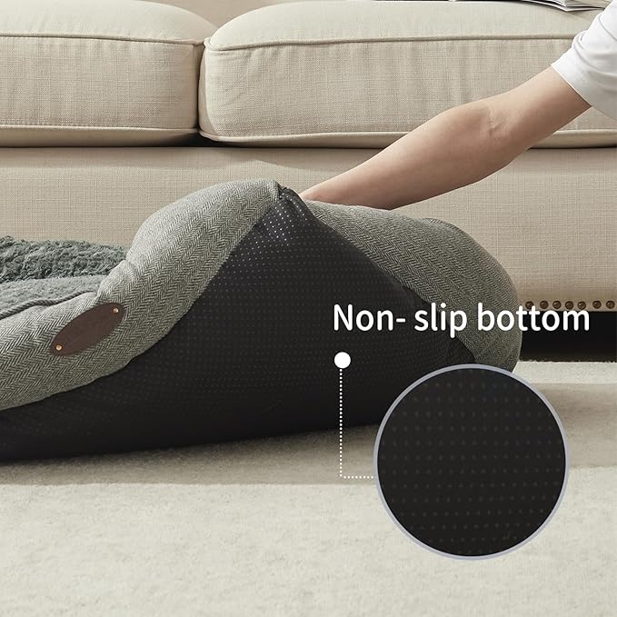 Extra Small Dog & Cat Bed - Deluxe Plush, Comfy & Durable, Washable Rectangular, Non-Slip Bottom, Size 19"X16" Gray