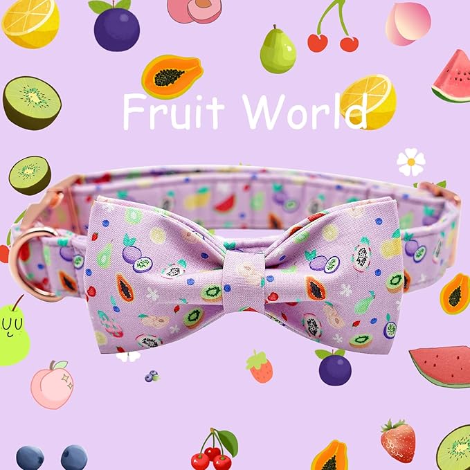 Lionheart glory Dog Collar, Fruit Dog Collar with Bow, Summer Dog Bowtie Collar Gift Bows Cute Pet Collar for X-Large Dogs